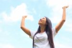 Woman Happy And Smiling Stock Photo