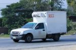 Container Pick Up Truck Stock Photo