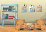 Cartoon  Illustration Interior Office Room With Separated Layers Stock Photo