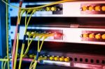 Fiber Optic With Servers In A Technology Data Center Stock Photo