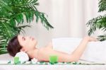 Woman Waiting For Massage In Salon Stock Photo