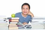 Man Reading Books Stock Photo