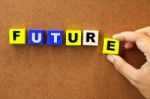 The Word Future On Wood Board Stock Photo