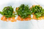 Fresh Salmon Carpaccio Stock Photo