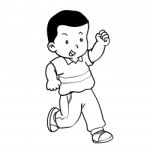 Hand Drawing Of Boy Running - Illustration Stock Photo