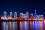 South Korea Skyline At Night Stock Photo