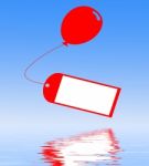 Card Tied To Balloon Displays Greeting Card Or Party Invitation Stock Photo