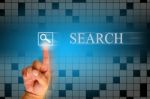 Hand Clicking Internet Search Page Stock Photo