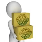 Online Sales Boxes Show Buying And Selling On Internet Stock Photo