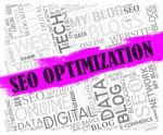 Seo Optimization Shows Search Engines And Optimisation Stock Photo