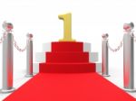 Golden One On Red Carpet Means Film Industry Awards Or Event Stock Photo