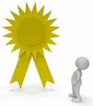 Winner Rosette Indicates Success Triumphant And Finish 3d Render Stock Photo