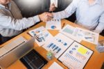 Two Confident Business Man Shaking Hands During A Meeting In The Stock Photo