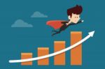 Man Flying Over Success Graph Stock Photo