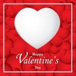 Valentine's Day And White Heart On Red Heart Background.  Valentine's Day Stock Photo