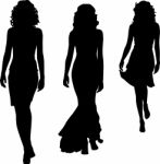 Silhouette Fashion Girls Stock Photo