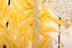 Italian Pasta Penne With Wheat Stock Photo