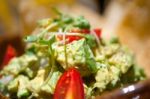 Avocado And Shrimps Salad Stock Photo