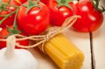 Italian Basic Pasta Ingredients Stock Photo