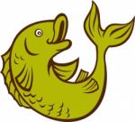 Cartoon Fish Jumping Side Stock Photo