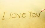 I Love You On Sand And Beach Stock Photo