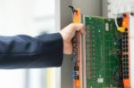 Fix Network Switch In Data Center Room Stock Photo