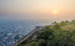 Sunset At Nahargarh Fort And Wiew To Jaipur City Stock Photo