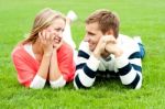 Smiling Couples Looking Each Other Stock Photo