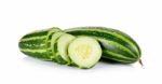 Striped Cucumber Isolated On The White Stock Photo