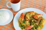 Fried Crab In Yellow Curry Stock Photo