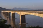 Loas-japan Bridge Crossing Mekong River In Champasak  Southern O Stock Photo