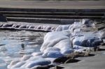 Chicago's Frozen Lake Michigan In January Stock Photo