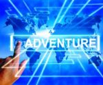 Adventure Map Displays International Or Worldwide Adventure And Stock Photo