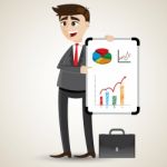 Cartoon Businessman Presentation With White Board Stock Photo