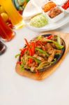 Original Fajita Sizzling Hot  On Iron Plate Stock Photo