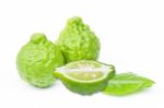 Kaffir Lime Isolated On White Background Stock Photo