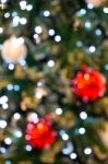 Abstract Of Christmas Tree Light And Christmas Balls Bokeh For B Stock Photo