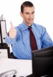 Business Man Showing Thumbs Up Stock Photo