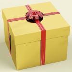 Gold Gift Box With Ribbon Stock Photo