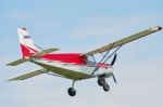 Flying Small Airplane Stock Photo