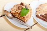 Chestnut Cream Cake Dessert Stock Photo