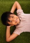 Asian Boy Relaxing Stock Photo