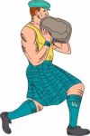 Stone Throw Highland Games Athlete Drawing Stock Photo