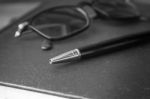 Pen With Black And White Stock Photo