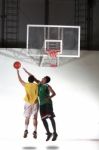 Basketball Player Carry Ball Stock Photo