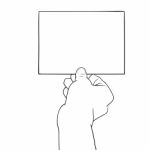 Hand Drawing, Hand Holding Blank Paper - Illustration Stock Photo