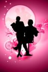 Couples In Abstract Background Stock Photo