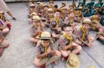 Student 9-10 Years Old, Scout Assembly, Scout Camp In Bangkok Thailand Stock Photo