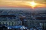 Early Morning View Over The Skyline In Warsaw Stock Photo