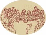 Last Supper Jesus Apostles Drawing Stock Photo